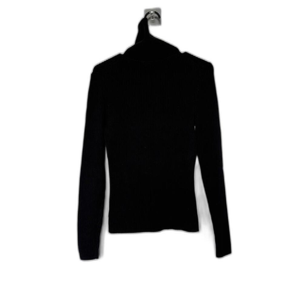 Black Basic Gap Rib Knit Turtle Neck - image 4